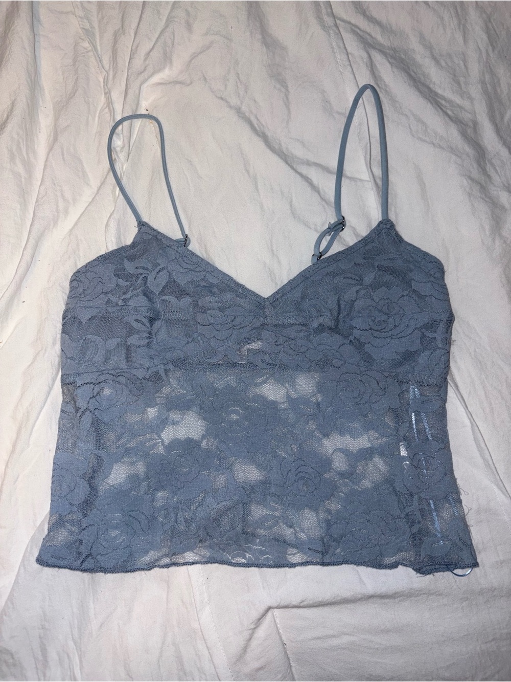 Lace Camisole Tank Top in Dusty Blue